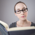 a woman reading a book